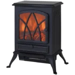 Cheminée électrique - HOMCOM - sur pied 1000/2000 W effet flamme LED protection surchauffe - acier - noir Cheminée électrique