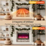 Cheminée électrique GOPLUS 1500W 18", Effet Flamme 3D – Image 2