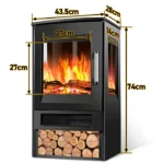Cheminée électrique Riossad noir 900W/1800W – Image 3
