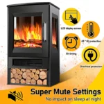 Cheminée électrique Riossad noir 900W/1800W – Image 2